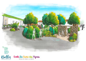Croquis couleur_Entrée_Ecole La Croix des Vignes